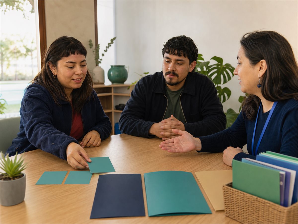 Personas resolviendo preguntas sobre rutas y apoyos de discapacidad