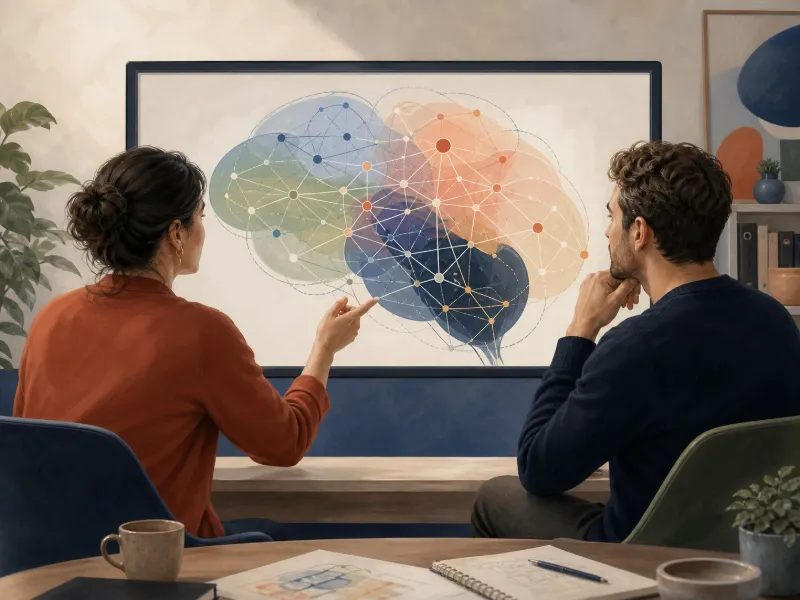Visualización conceptual de redes cerebrales estudiadas en el TDAH adulto