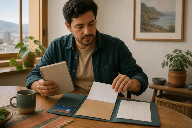 Adulto organizando antecedentes para una consulta por agorafobia