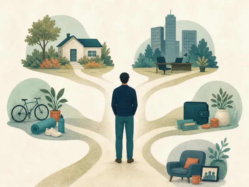 Ilustración de preocupaciones cotidianas que se extienden a distintas áreas de la vida
