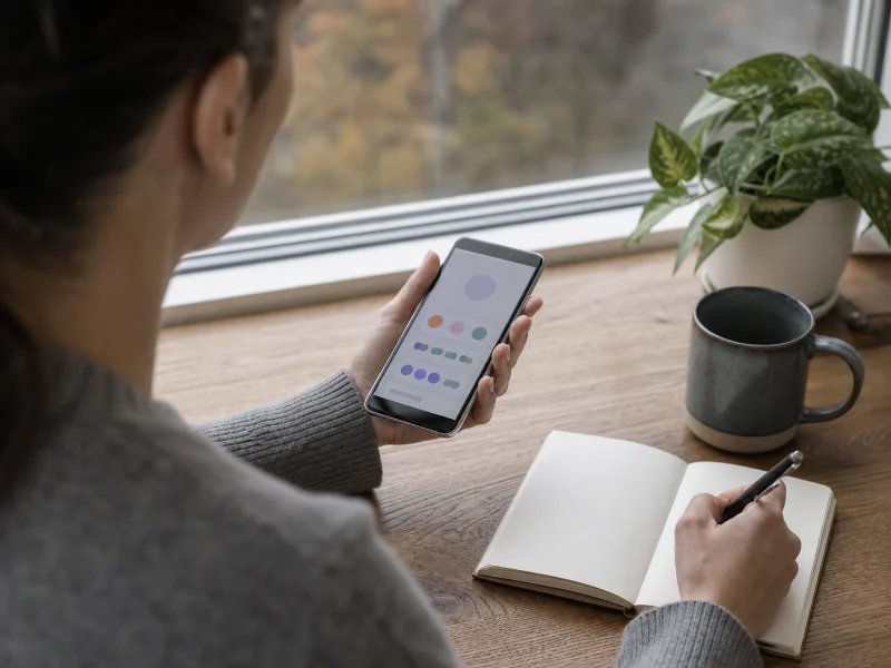 Registro digital de sueño y ánimo preparado para una consulta clínica