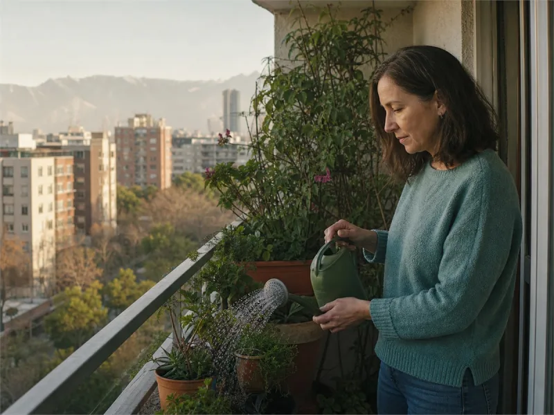 Adulta retomando una rutina matinal con luz natural durante la recuperación