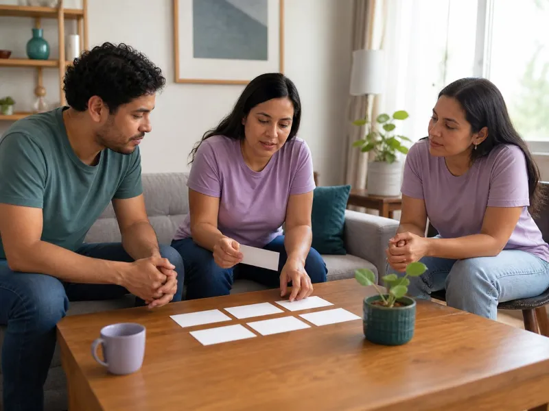 Familia conversa sobre formas prácticas de acompañar sin reforzar comprobaciones