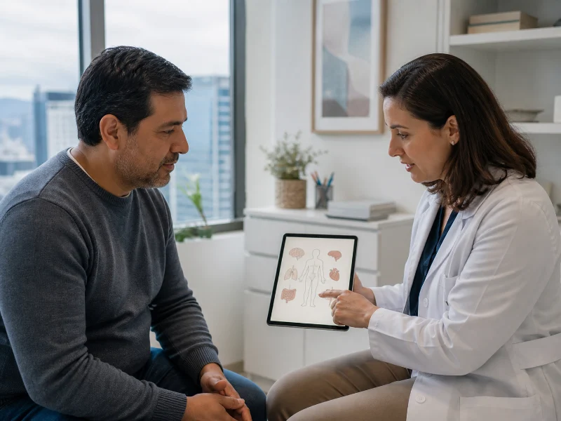 Paciente y m&eacute;dica integran s&iacute;ntomas f&iacute;sicos, cognitivos y emocionales durante una evaluaci&oacute;n cl&iacute;nica
