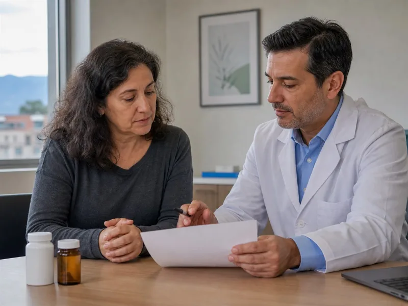 Paciente y médico revisando juntos un plan de tratamiento para fibromialgia