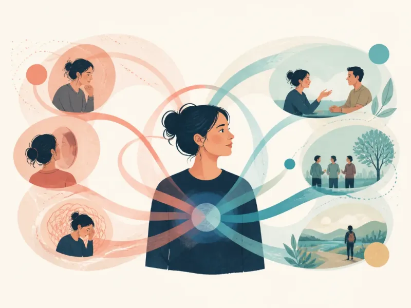 Ilustración conceptual de atención autofocalizada y aprendizaje social