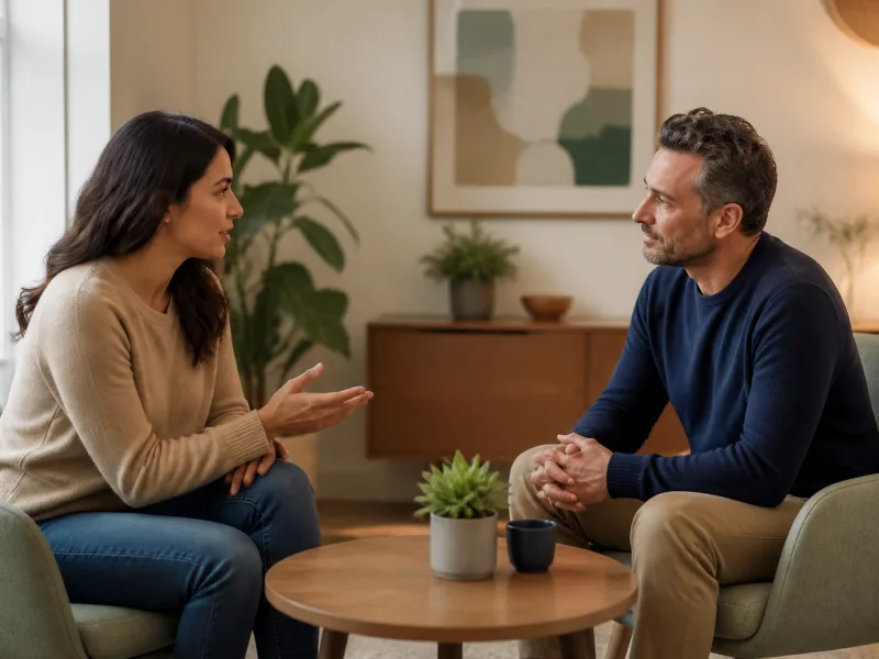 Paciente conversando con un profesional para resolver dudas frecuentes