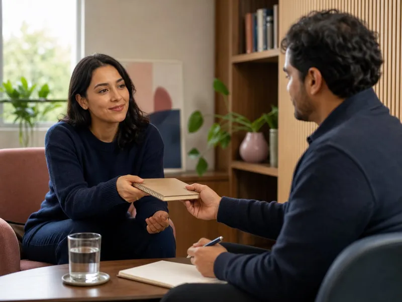 Paciente compartiendo una cronología breve durante una primera consulta psiquiátrica