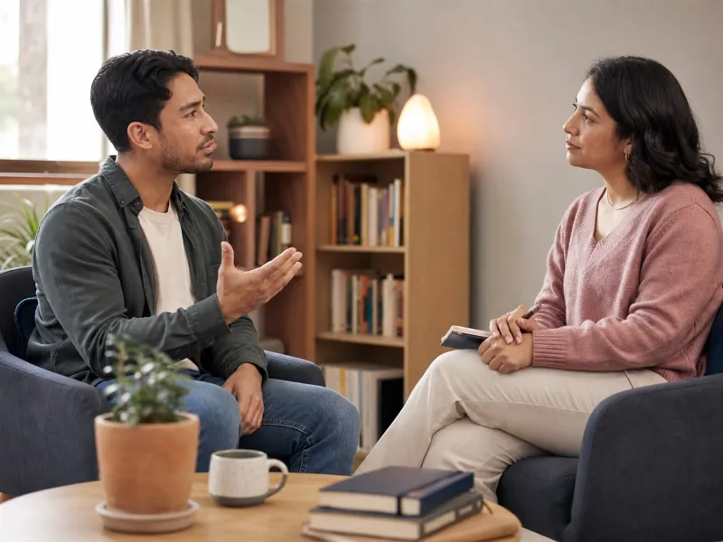 Sesión de psicoterapia centrada en comunicación, límites y reparación