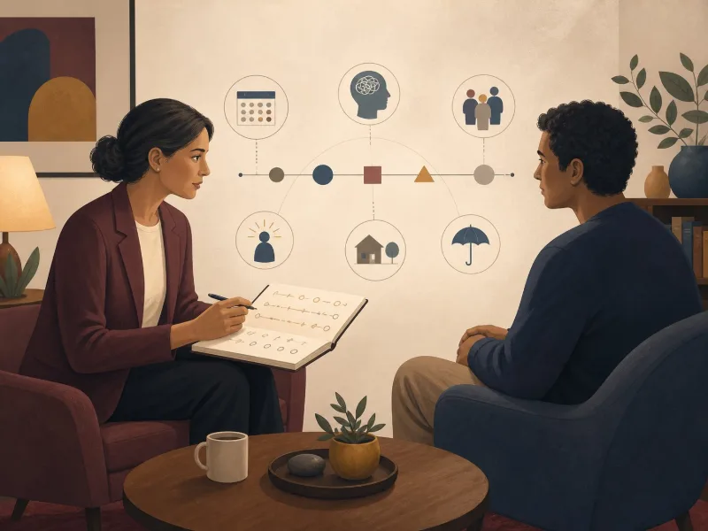Entrevista clínica que integra historia, estado mental, contexto, apoyos y cambios del riesgo