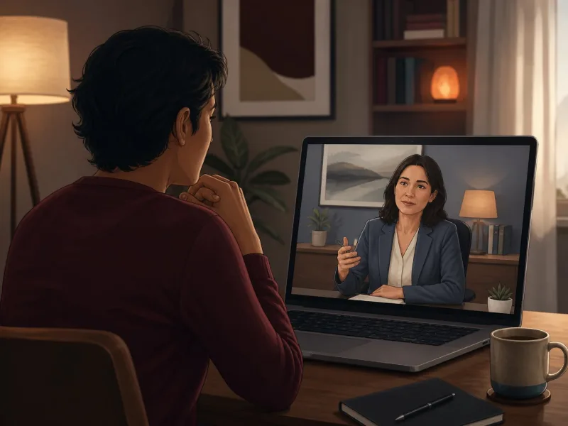 Teleconsulta psiquiátrica privada entre una persona adulta y una profesional genérica