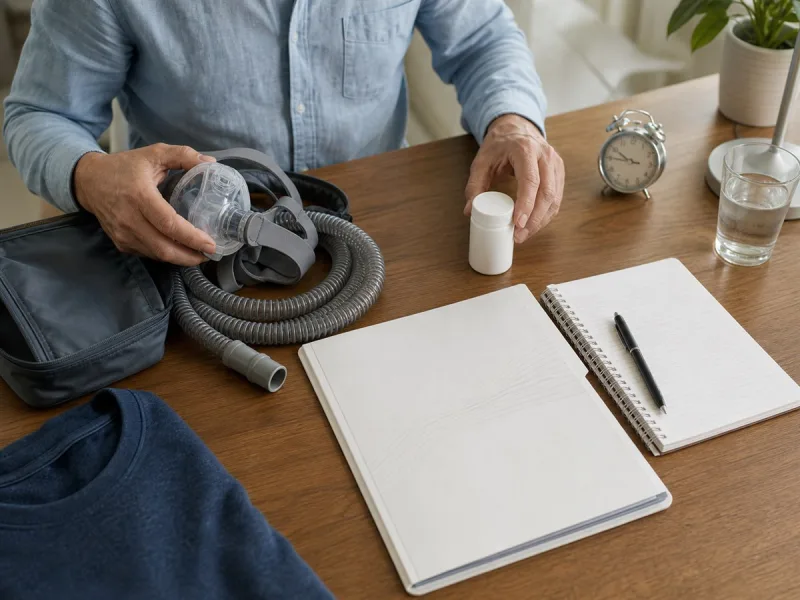 Preparación de mascarilla PAP, antecedentes y registro para la primera consulta