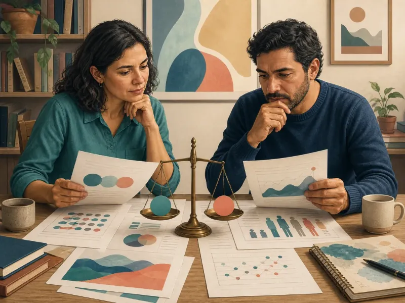 Profesional revisa guías clínicas y estudios sobre eyaculación precoz