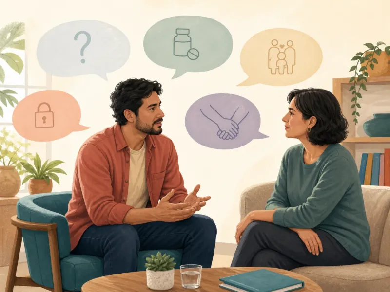 Adulto conversa abiertamente con una profesional sobre dudas frecuentes de salud sexual