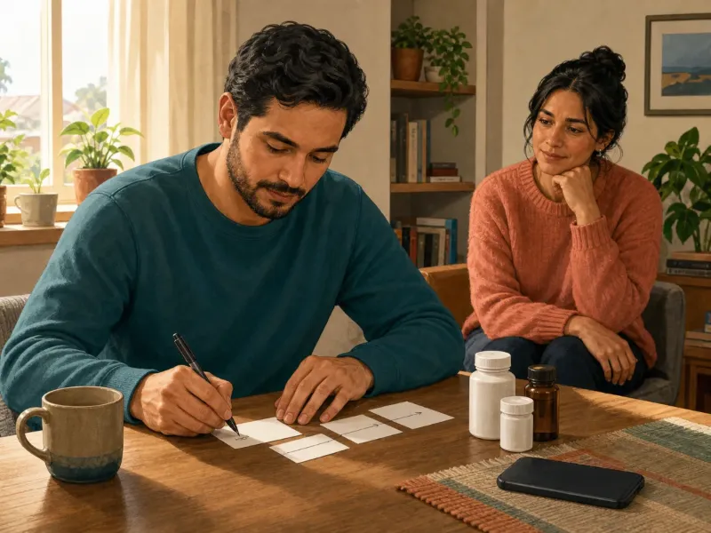 Adulto prepara antecedentes y preguntas para consultar por salud sexual