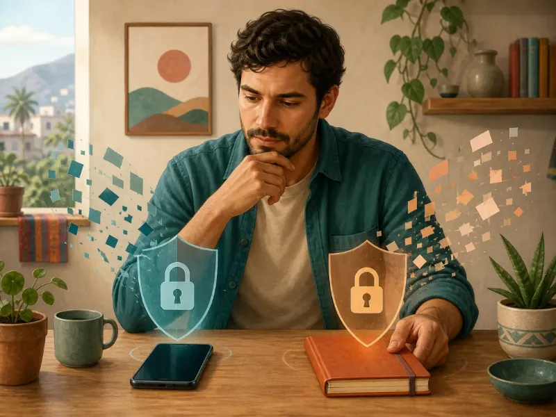 Adulto evalúa la privacidad de herramientas digitales antes de registrar información de salud sexual