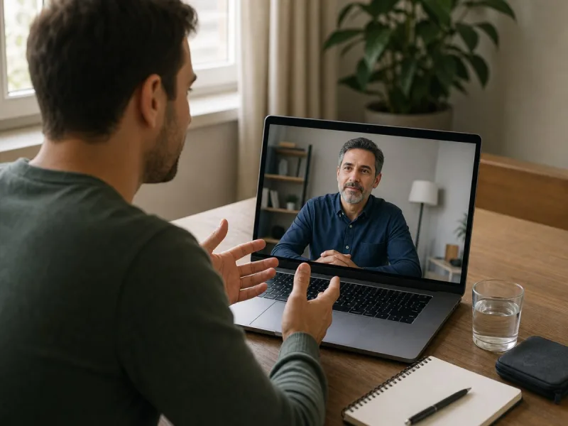 Consulta psiqui&aacute;trica por telemedicina desde un espacio privado