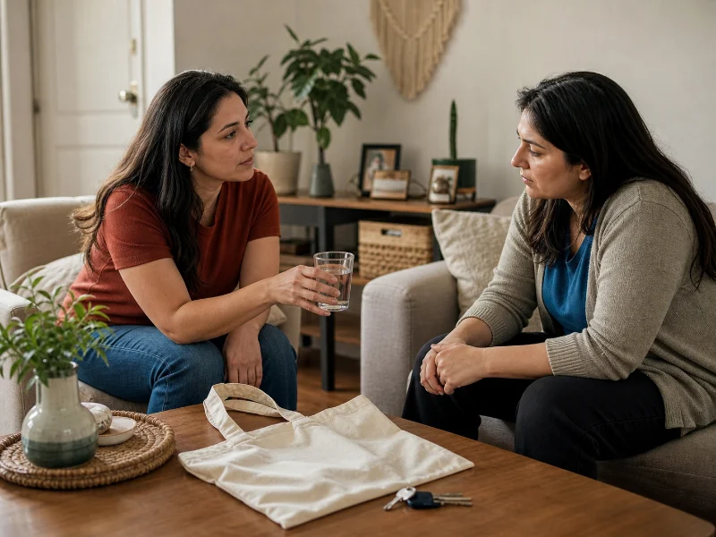Persona de confianza ofreciendo escucha y apoyo práctico en privado